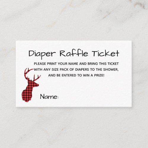Buffalo Plaid Woodland Diaper Raffle Ticket Enclosure Card