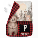 Buffalo Plaid Woodland Monogram Baby Blanket Buffalo Plaid Woodland Monogram Baby Blanket