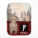 Buffalo Plaid Woodland Monogram Baby Burp Cloth Buffalo Plaid Woodland Monogram Baby Burp Cloth