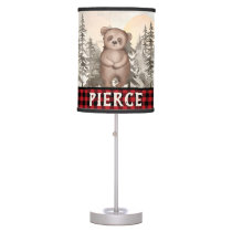 Buffalo Plaid Woodland Personalized Nursery Table Lamp