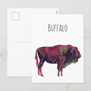 Buffalo Portrait Design For Bison or Wisent Animal Holiday Postcard