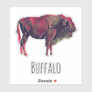 Buffalo Portrait Design For Bison or Wisent Animal Sticker