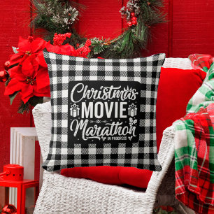 Buffalo Print Christmas Movie Marathon Throw Pillow
