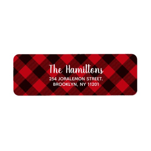 Buffalo Red and Black Plaid Pattern Christmas Label