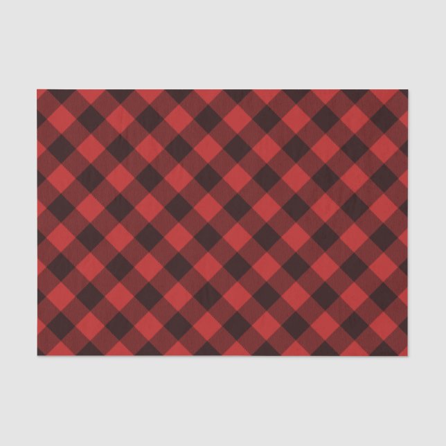 Buffalo Red and Black Plaid Winter Christmas Tissue Paper (Front)