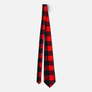 Buffalo Red and Black Shepherd's Plaid Pattern Neck Tie