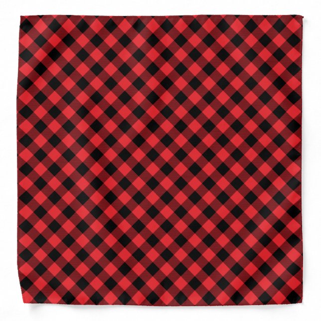 Buffalo Red Black Check Plaid  Bandana (Front)