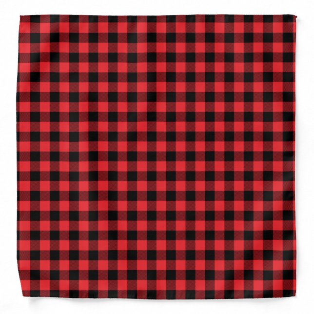 Buffalo Red Black Check Plaid  Bandana (Front)