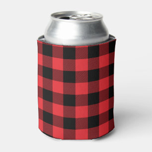 Buffalo Red Black Check Plaid  Can Cooler
