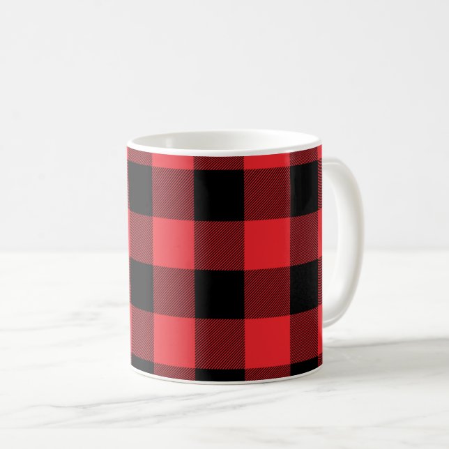 Buffalo Red Black Check Plaid  Coffee Mug (Front Right)