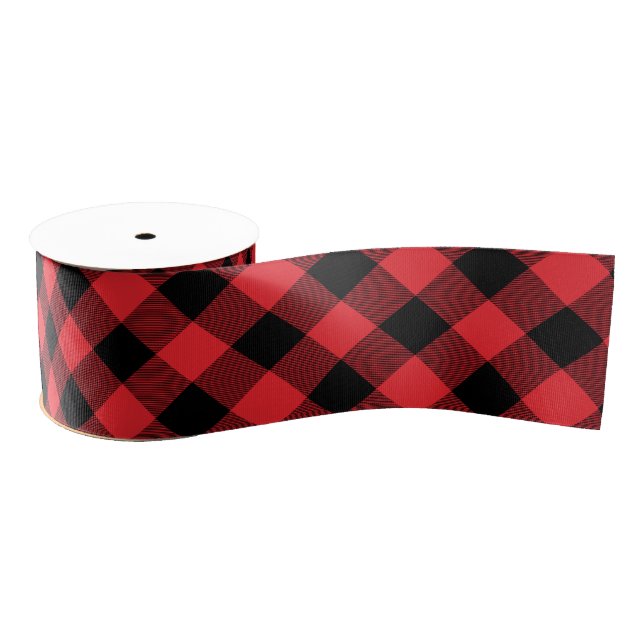Buffalo Red Black Check Plaid  Grosgrain Ribbon (Spool)