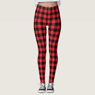 Buffalo Red Black Check Plaid Leggings