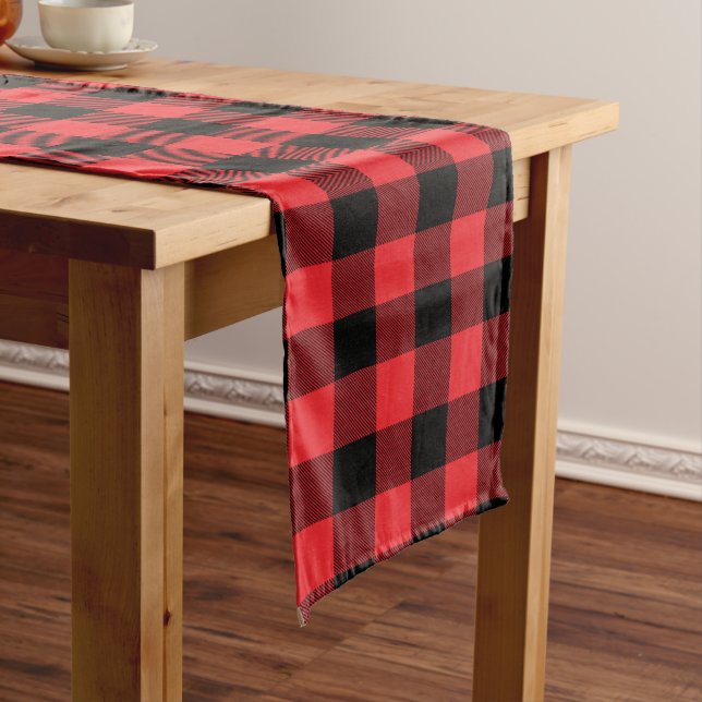 Buffalo Red Black Check Plaid  Long Table Runner (In Situ)
