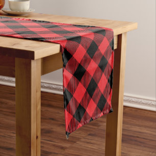 Buffalo Red Black Check Plaid Long Table Runner