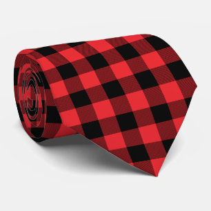 Buffalo Red Black Check Plaid  Neck Tie