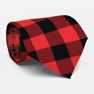 Buffalo Red Black Check Plaid Neck Tie