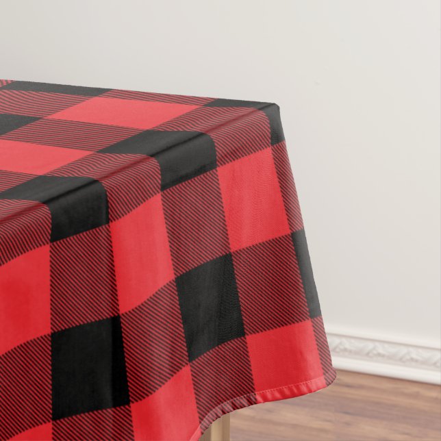 Buffalo Red Black Check Plaid  Tablecloth (In Situ)