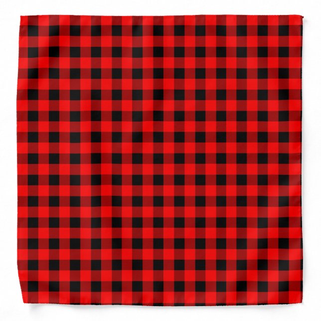 Buffalo Red Black Lumberjack Plaid Checkered Cool Bandana (Front)
