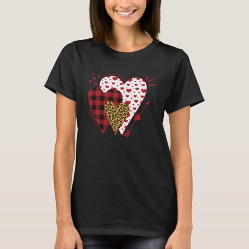 Buffalo Red Black Plaid And Leopard Hearts Valenti T_Shirt