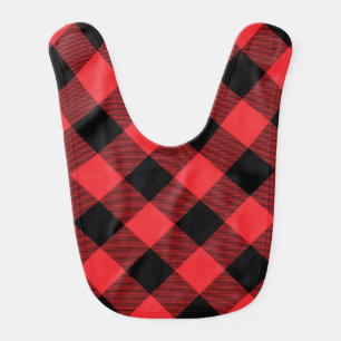 Buffalo Red Black Plaid Check Baby Bib