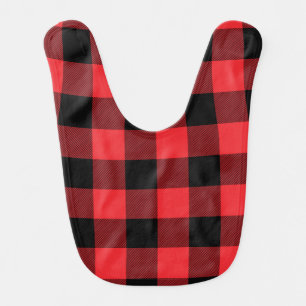 Buffalo Red Black Plaid Check Baby Bib