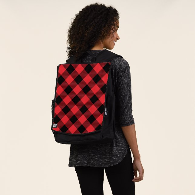 Buffalo Red Black Plaid Check Backpack (Worn)