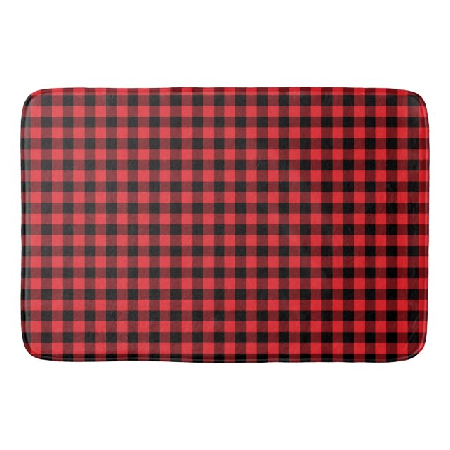 Buffalo Red Black Plaid Check Bath Mat (Front)