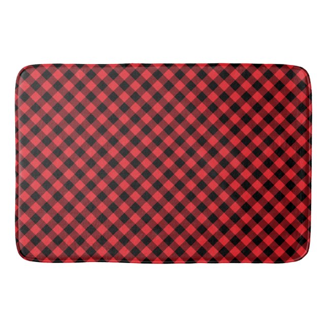 Buffalo Red Black Plaid Check Bath Mat (Front)