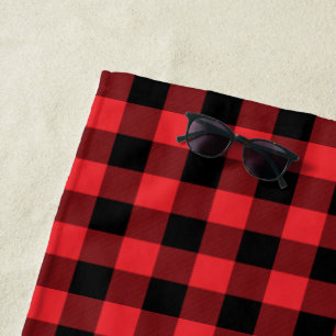 Buffalo Red Black Plaid Check Beach Towel