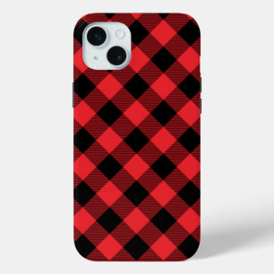 Buffalo Red Black Plaid Check iPhone 15 Plus Case