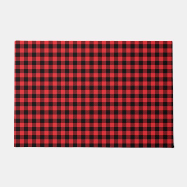 Buffalo Red Black Plaid Check Doormat (Front)