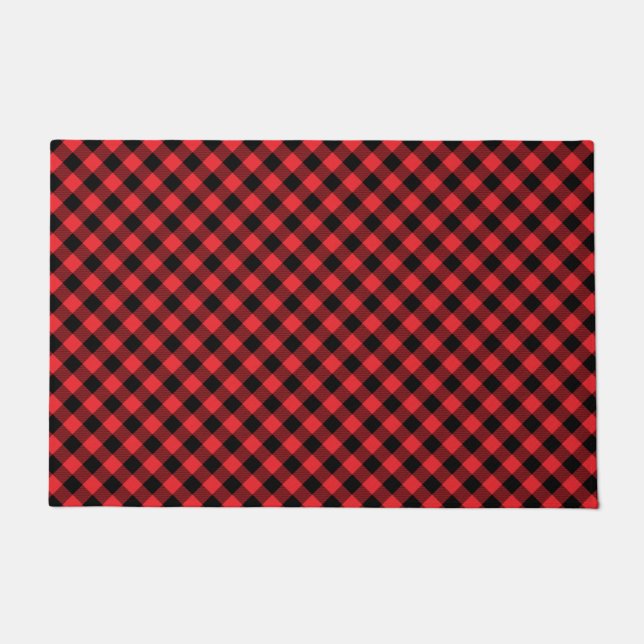 Buffalo Red Black Plaid Check Doormat (Front)