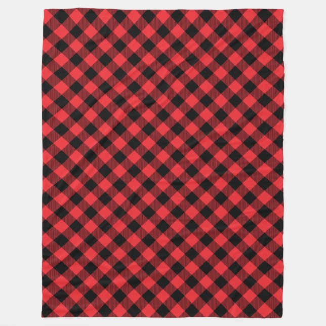 Buffalo Red Black Plaid Check Fleece Blanket (Front)