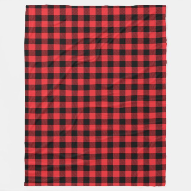Buffalo Red Black Plaid Check Fleece Blanket (Front)