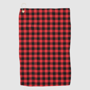 Buffalo Red Black Plaid Check Golf Towel