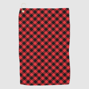 Buffalo Red Black Plaid Check Golf Towel