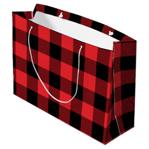 Buffalo Red Black Plaid Check Large Gift Bag