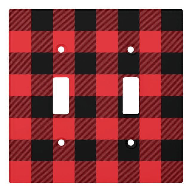 Buffalo Red Black Plaid Check Light Switch Cover (Front)