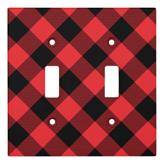Buffalo Red Black Plaid Check Light Switch Cover (Front)