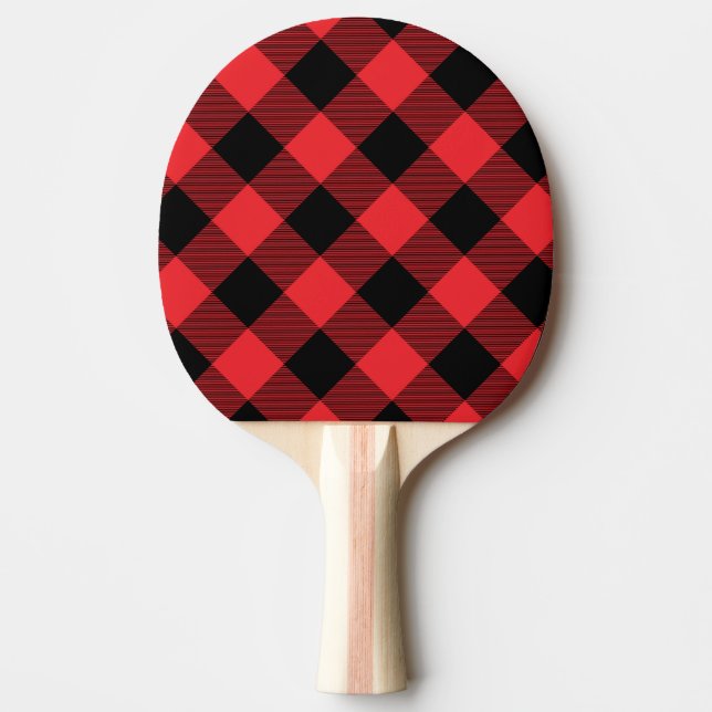 Buffalo Red Black Plaid Check Ping Pong Paddle (Front)