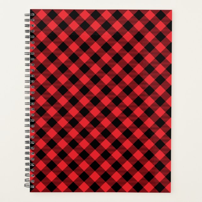Buffalo Red Black Plaid Check Planner (Front)