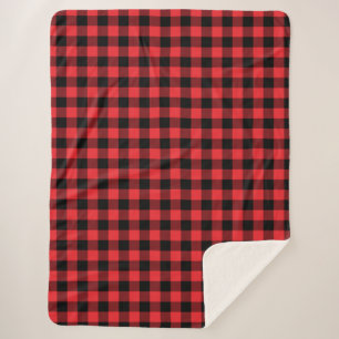 Buffalo Red Black Plaid Check Sherpa Blanket