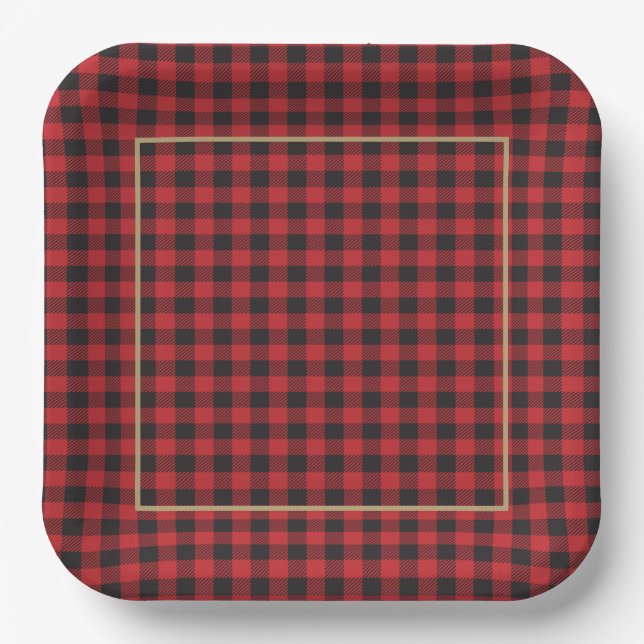 Buffalo Red Black Plaid Classic Rustic  Paper Plates (Front)