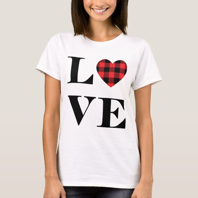 Buffalo Red Plaid Heart Love t-shirt (Front)