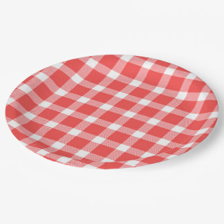 Buffalo Red White Plaid Holiday Picnic Classic Paper Plates