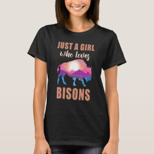 Buffalo Retro Kids Just A Girl Who Loves Bisons T-Shirt
