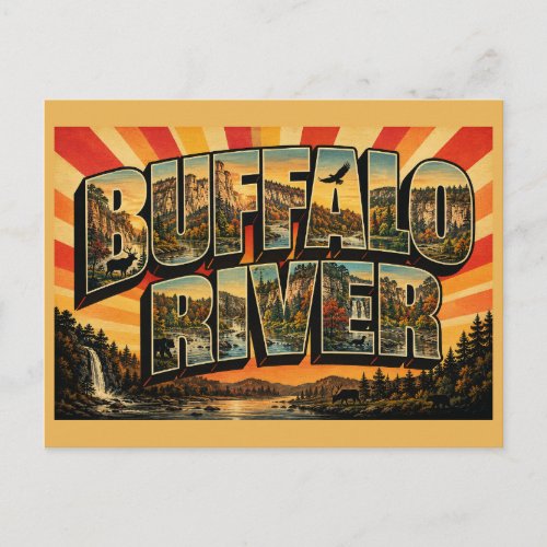 Buffalo River Arkansas Canyon Forest Waterfall Art Postcard