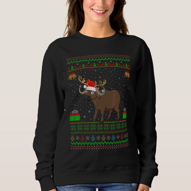 Buffalo  Santa Hat Matching Ugly Buffalo Christmas Sweatshirt (Front)