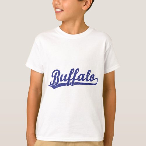 Buffalo script logo  in blue T_Shirt