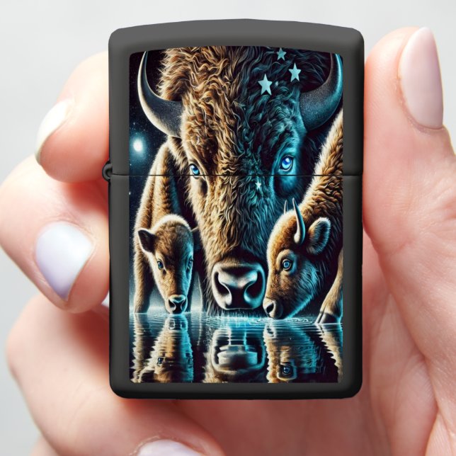 Buffalo Serenity Beneath Starry Skies Zippo Lighter (In Hand)